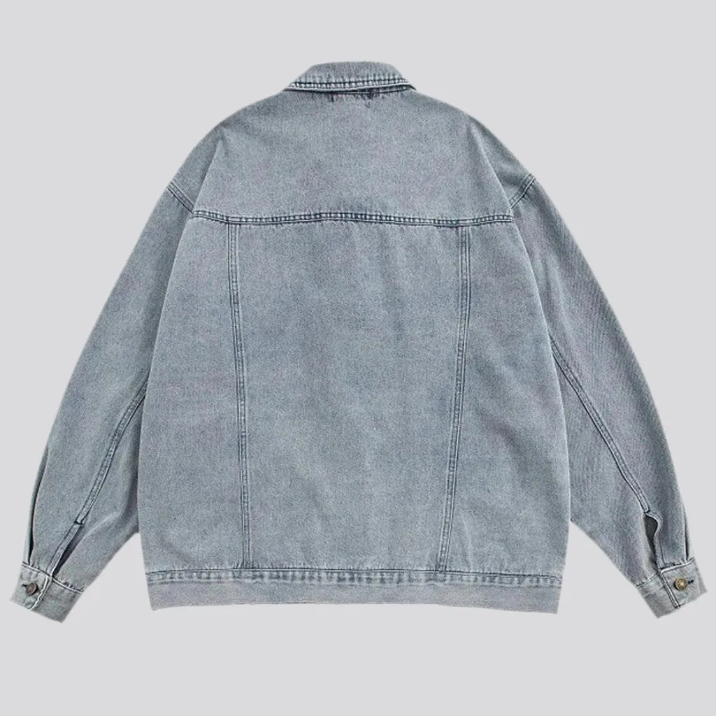 Teddy bear embroidery denim jacket