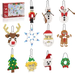 Tenhorses Christmas Tree Ornament 11-in-1 Building Sets, Wreath, Santa, Snowman, Nutcracker, Polar Bear, Gingerbread, Reindeer, Snowflake, Hanging Christmas Decor Toys Gift for Girls Boys or Kids.