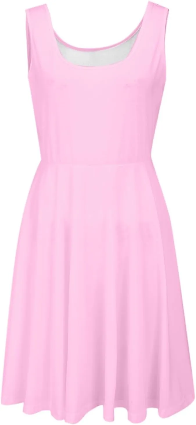Tennis Short Dress for Women High Neck Knee Length Slim Sleeveless Tummy Control Cute Workout Summer Dresses