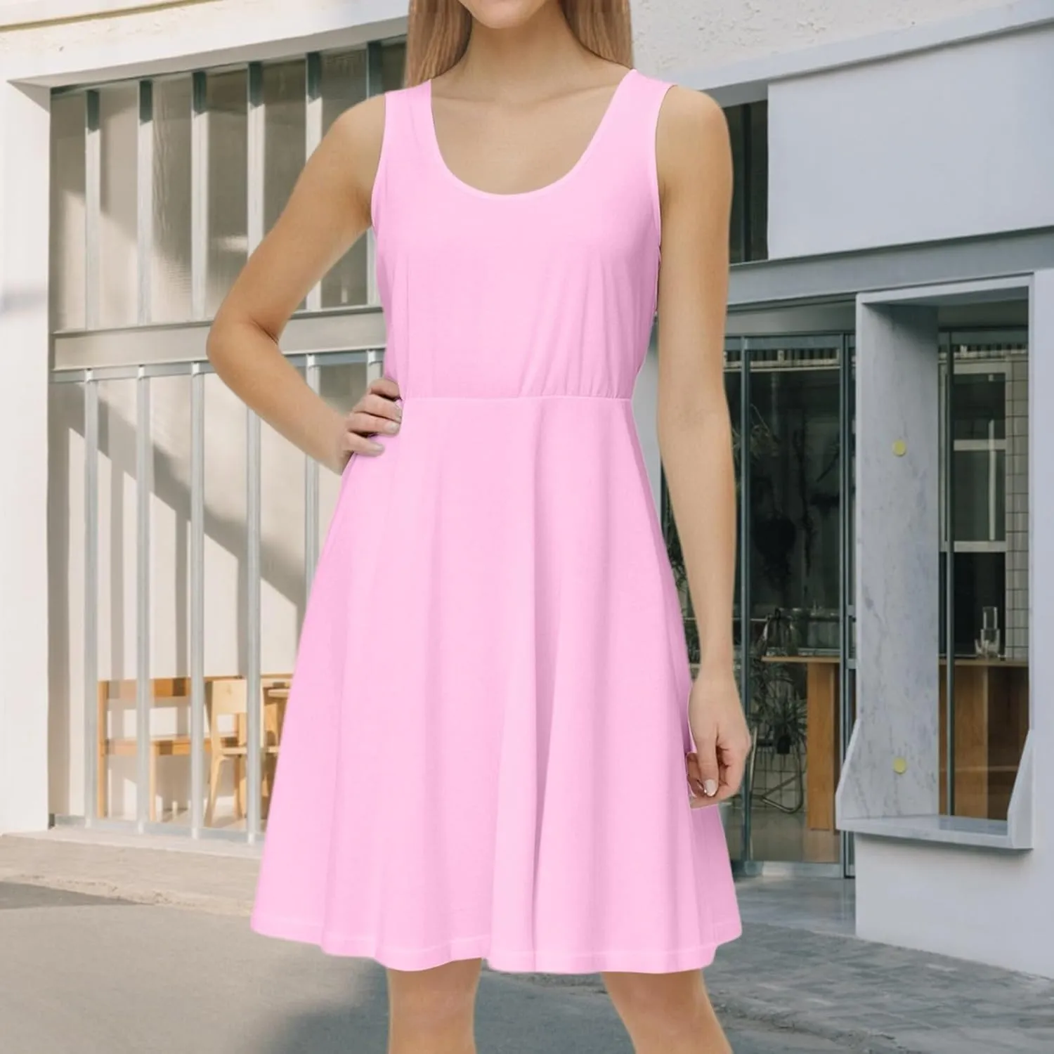 Tennis Short Dress for Women High Neck Knee Length Slim Sleeveless Tummy Control Cute Workout Summer Dresses