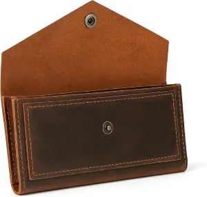 The Antiq Brown Leather Cash Envelopes for Money - Small Money Pouch With Mobile Holder, Handmade Leather Wallets Currency Holder - Money Organizer for Cash Money Bag for Travel Wallets for Women