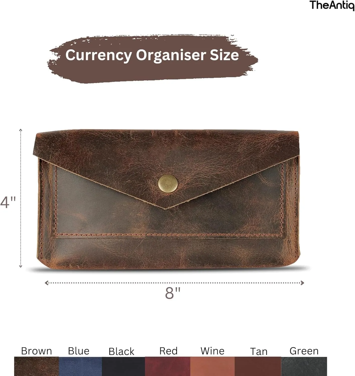 The Antiq Brown Leather Cash Envelopes for Money - Small Money Pouch With Mobile Holder, Handmade Leather Wallets Currency Holder - Money Organizer for Cash Money Bag for Travel Wallets for Women