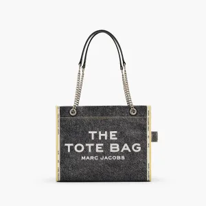 The Denim Chain Medium Tote Bag in Black Wash