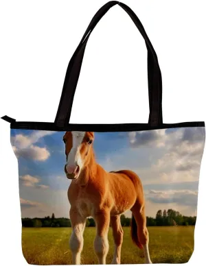 The Tote Bag For Women,Purses For Women,Handbags For Women,Blue Sky Horse Grass Handbags
