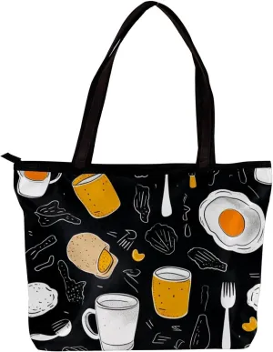The Tote Bag For Women,Purses For Women,Handbags For Women,Breakfast Coffee Fried Egg Handbags