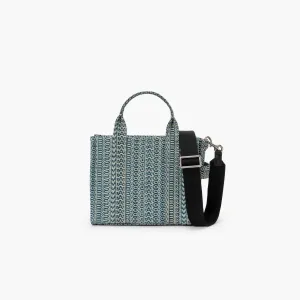 The Washed Monogram Denim Small Tote Bag in Sun Faded Denim