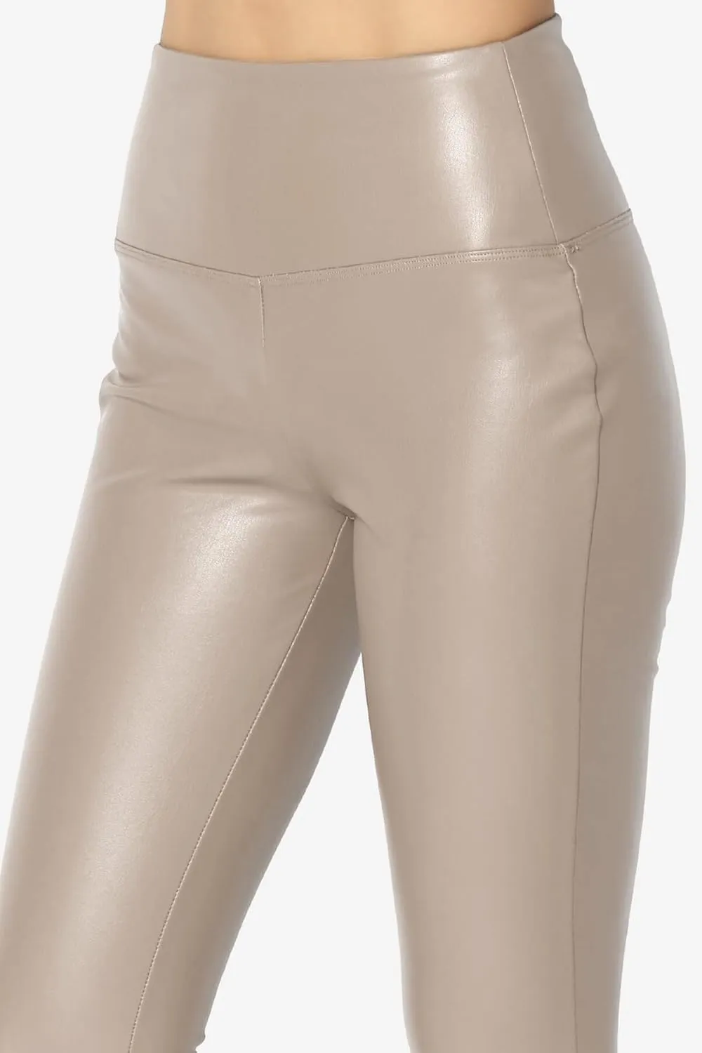 TheMogan Sexy Stretchy Faux Leather Leggings Wide Band High Waist Tights Pants