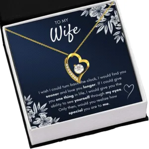 To My Wife"Find You Sooner" Forever Love Necklace with Message Card and Gift Box. Christmas Gift for Wife. Christmas Necklace Wife