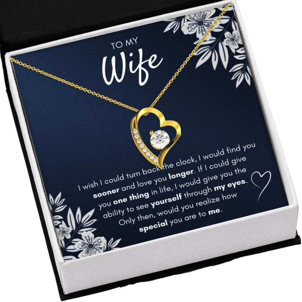 To My Wife"Find You Sooner" Forever Love Necklace with Message Card and Gift Box. Christmas Gift for Wife. Christmas Necklace Wife
