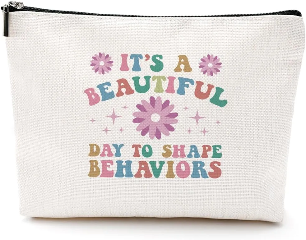 To Shape Behaviors Makeup Bag Behavior Therapist ABA Gifts Behavior Analysis Behavior Therapist Appreciation Gift Cosmetic Bag for Women Coworker Friend Nurse Birthday Christmas Mental Health Gifts
