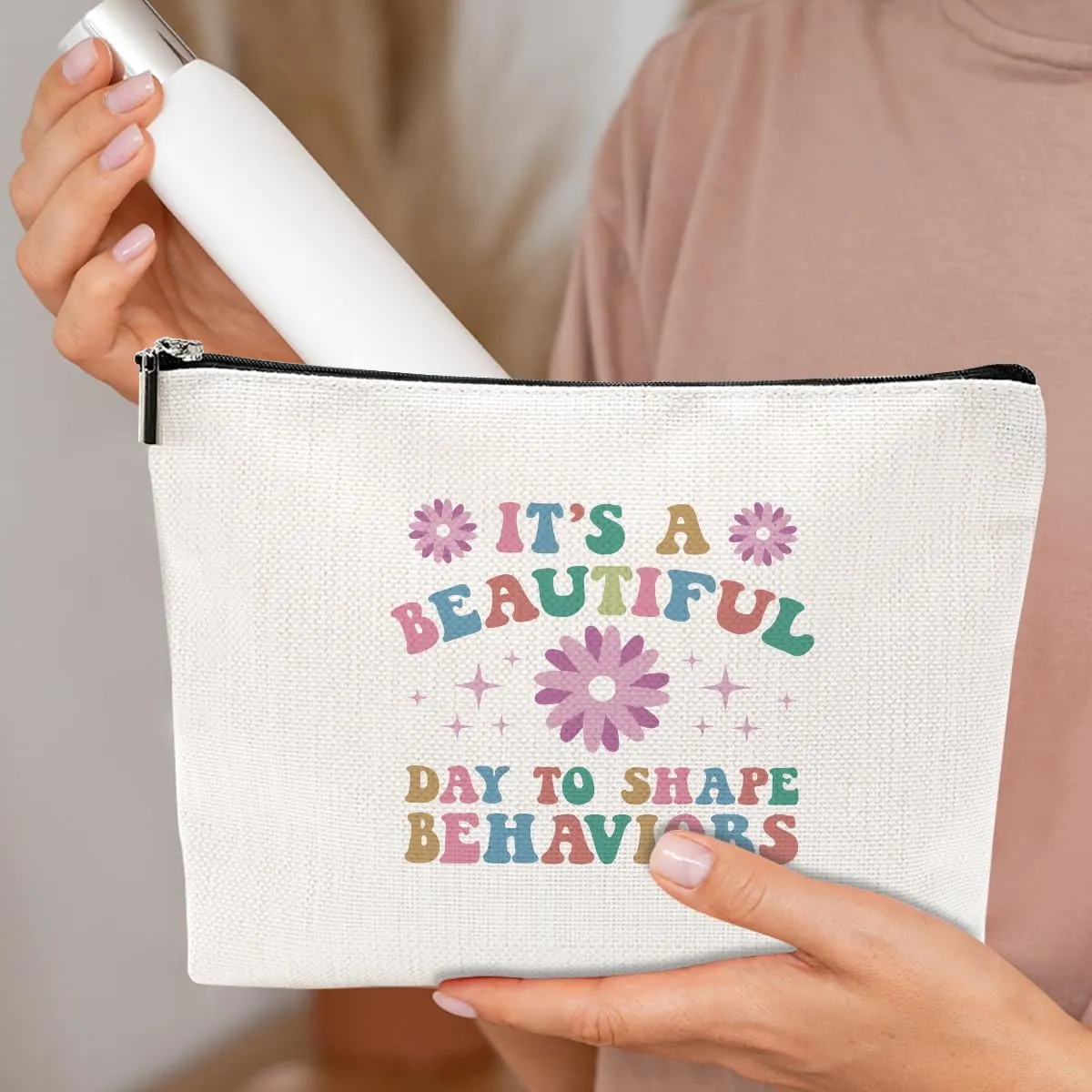 To Shape Behaviors Makeup Bag Behavior Therapist ABA Gifts Behavior Analysis Behavior Therapist Appreciation Gift Cosmetic Bag for Women Coworker Friend Nurse Birthday Christmas Mental Health Gifts