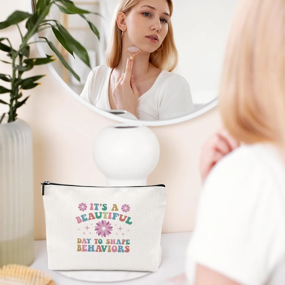 To Shape Behaviors Makeup Bag Behavior Therapist ABA Gifts Behavior Analysis Behavior Therapist Appreciation Gift Cosmetic Bag for Women Coworker Friend Nurse Birthday Christmas Mental Health Gifts