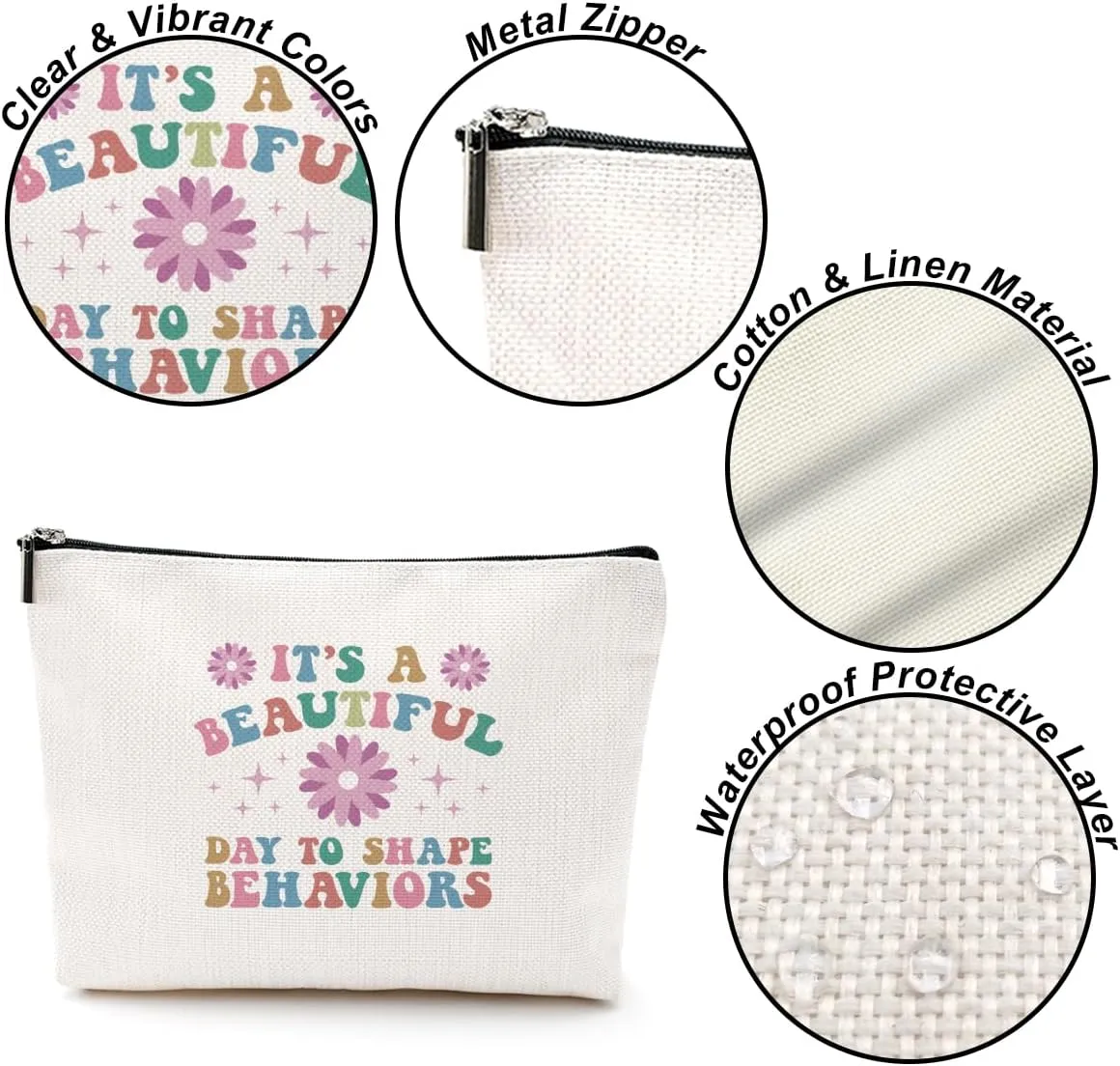 To Shape Behaviors Makeup Bag Behavior Therapist ABA Gifts Behavior Analysis Behavior Therapist Appreciation Gift Cosmetic Bag for Women Coworker Friend Nurse Birthday Christmas Mental Health Gifts