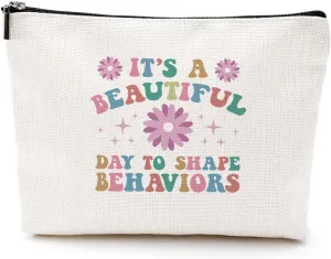 To Shape Behaviors Makeup Bag Behavior Therapist ABA Gifts Behavior Analysis Behavior Therapist Appreciation Gift Cosmetic Bag for Women Coworker Friend Nurse Birthday Christmas Mental Health Gifts