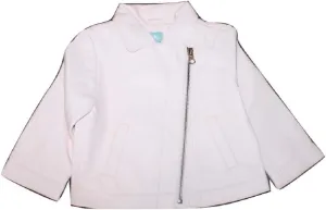 Toddler Girl's Faux Leather Pink Motorcycle Jacket - Machine Wash