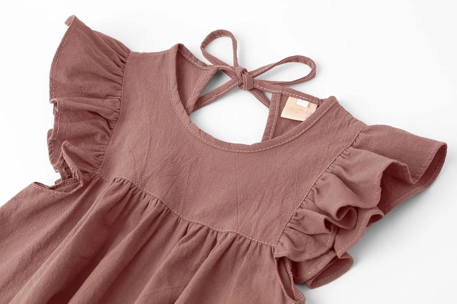 Toddler Linen Dress Baby Girls Ruffle Halter Sleeveless Casual Party Dresses