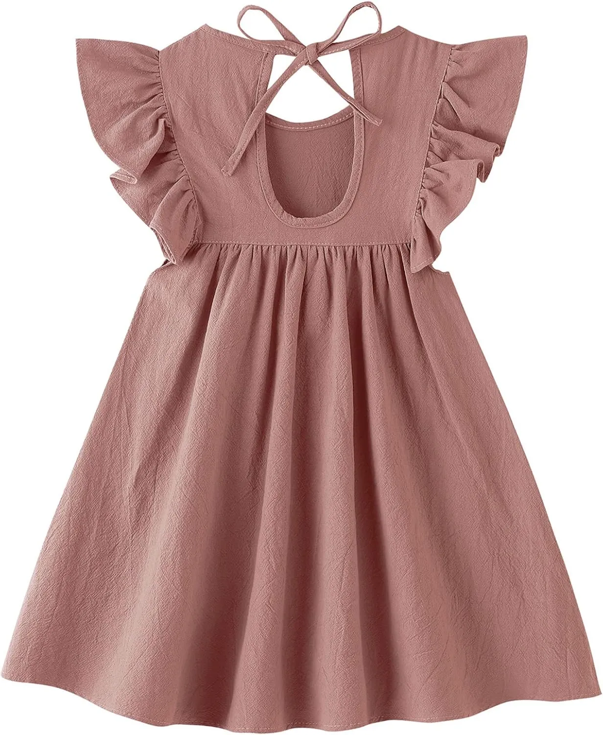 Toddler Linen Dress Baby Girls Ruffle Halter Sleeveless Casual Party Dresses