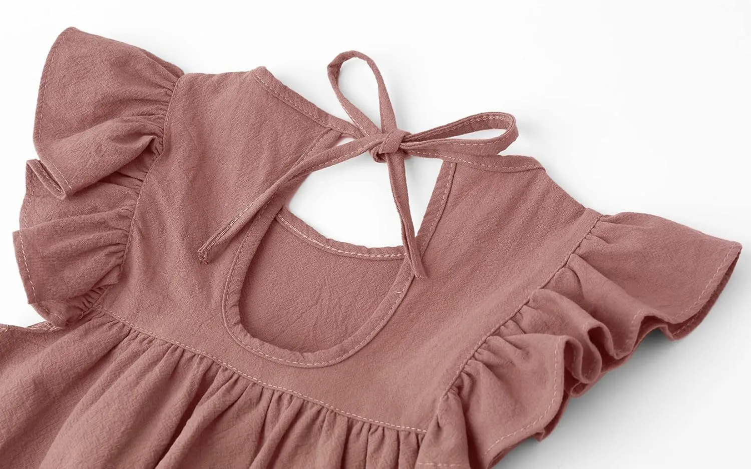 Toddler Linen Dress Baby Girls Ruffle Halter Sleeveless Casual Party Dresses