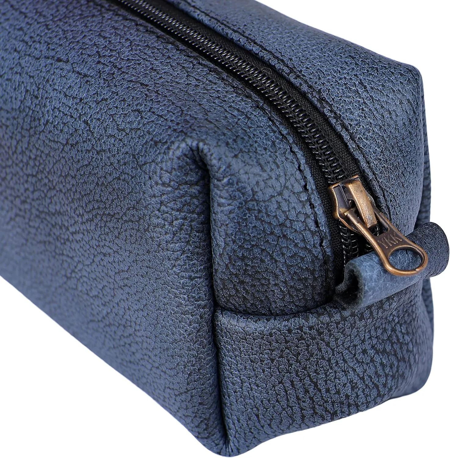 Toiletry Bag for Men and Women, Genuine Leather Travel Shaving & Dopp Kit for Toiletries, Cosmetics, Bathroom Organizer Shaving Bag, Grooming Kit Organizer (Jeans Blue)