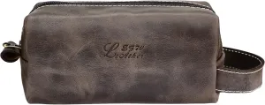 Toiletry Bag for Men and Women, Genuine Leather Travel Shaving & Dopp Kit for Toiletries, Cosmetics, Bathroom Organizer Shaving Bag, Grooming Kit Organizer (Vintage)