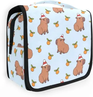 Toiletry Bag Travel Bag with Hanging Hook, Winter Animal Capybaras Water-resistant Makeup Cosmetic Bag Travel Organizer for Accessories Shampoo Toiletries Trips Camping Bathroom