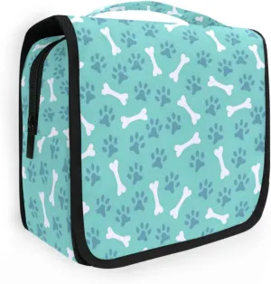 Toiletry Bag Travel Bag with Hanging Hook,Footprint Pattern Water-resistant Makeup Cosmetic Bag Travel Organizer for Accessories Shampoo Toiletries Trips Camping Bathroom