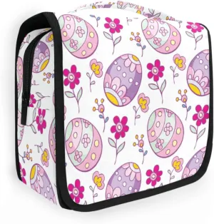 Toiletry Bag Travel Bag with Hanging Hook,Funny Colorful Easter Eggs Water-resistant Makeup Cosmetic Bag Travel Organizer for Accessories Shampoo Toiletries Trips Camping Bathroom