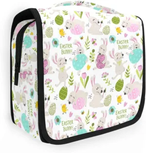 Toiletry Bag Travel Bag with Hanging Hook,Spring Easter Bunny Water-resistant Makeup Cosmetic Bag Travel Organizer for Accessories Shampoo Toiletries Trips Camping Bathroom