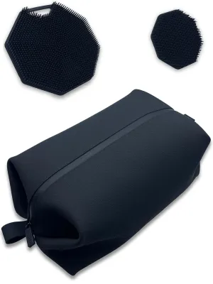Toiletry Dopp Kit - Silicone Toiletry Kit Organizer, Bathroom Travel Kit For men- Silicone Toiletry Bag, Leak Resistance, Easy to Clean (Black, Large 10 x 6 x 6 inches)