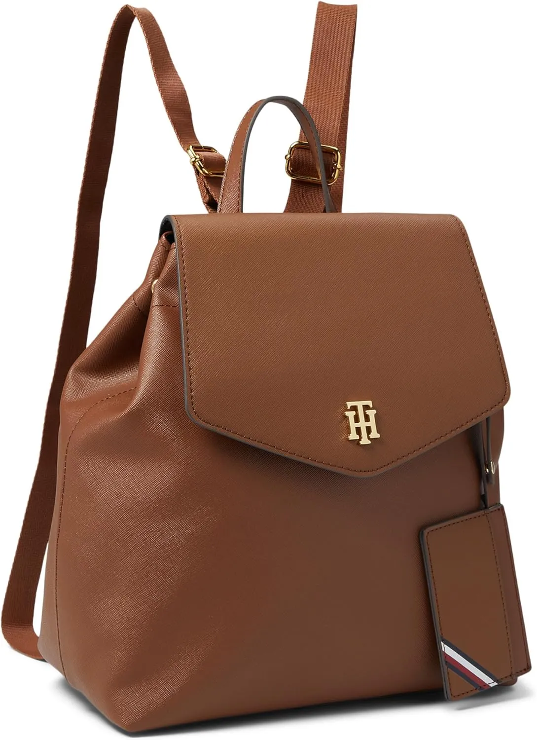 Tommy Hilfiger Women's Gia Ii Gifting Hang Tag Medium Envelope Flap Backpack W/Hangoff-high Shine Saffiano Pvc