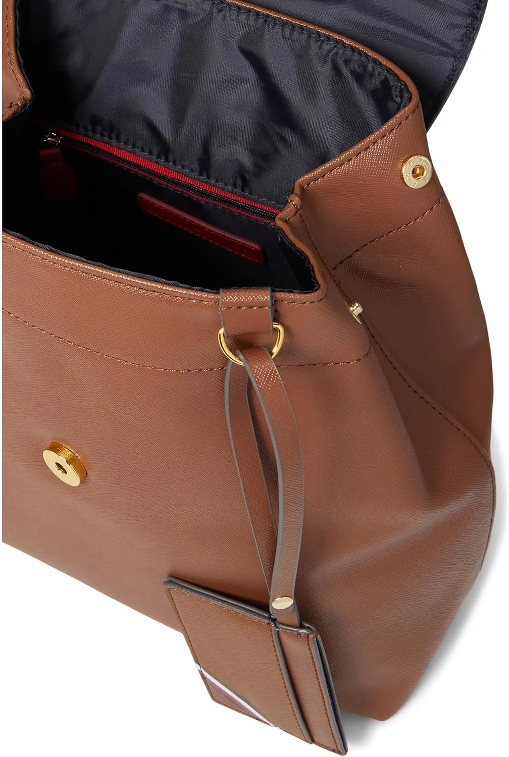 Tommy Hilfiger Women's Gia Ii Gifting Hang Tag Medium Envelope Flap Backpack W/Hangoff-high Shine Saffiano Pvc