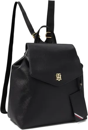 Tommy Hilfiger Women's Gia Ii Gifting Hang Tag Medium Envelope Flap Backpack W/Hangoff-high Shine Saffiano Pvc