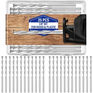 Tondiamo 25 Pcs Spiral Upcut Router Bits 1/8 Inch Shank and 1/8 Inch Cutting Dia Wood Drill Bits for Carbide Plastic Wood Cutting, Slot Mortise, Engraving
