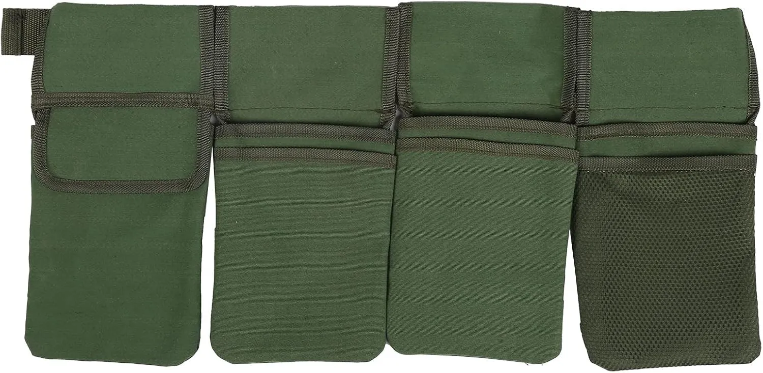 Tool Waist Bag, Portable 4-Pocket Oxford Fabric Pouch Safe Buckle Gardener Woodworker