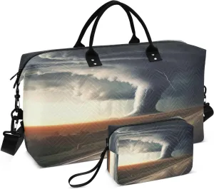 Tornado Highway Storms Travel Duffel Bag, Shoulder Weekender Overnight Bags - Large Gym Bag with Wet Pocket