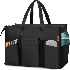 Tote Bag for Women Utility Travel Tote Bags With 8 Exterior & 7 Interior Pockets Zip Top Tote for Teacher Work