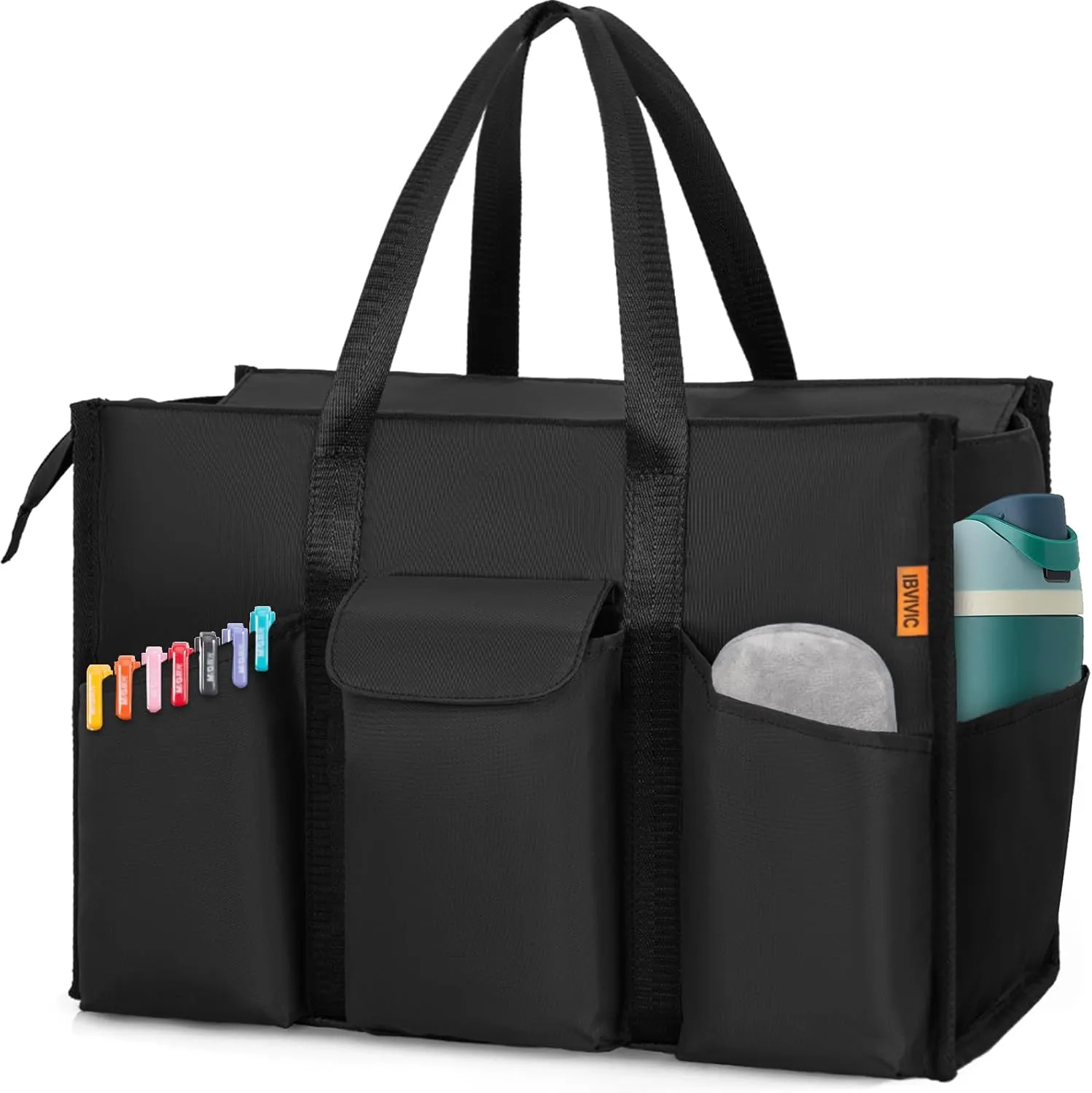 Tote Bag for Women Utility Travel Tote Bags With 8 Exterior & 7 Interior Pockets Zip Top Tote for Teacher Work