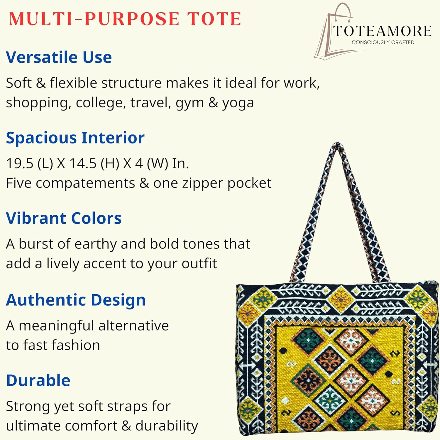 Tote Bag for Women Woven Shoulder Bag Gym Travel Weekender Cute Tote with Compartments Fits 17-Inch Laptop