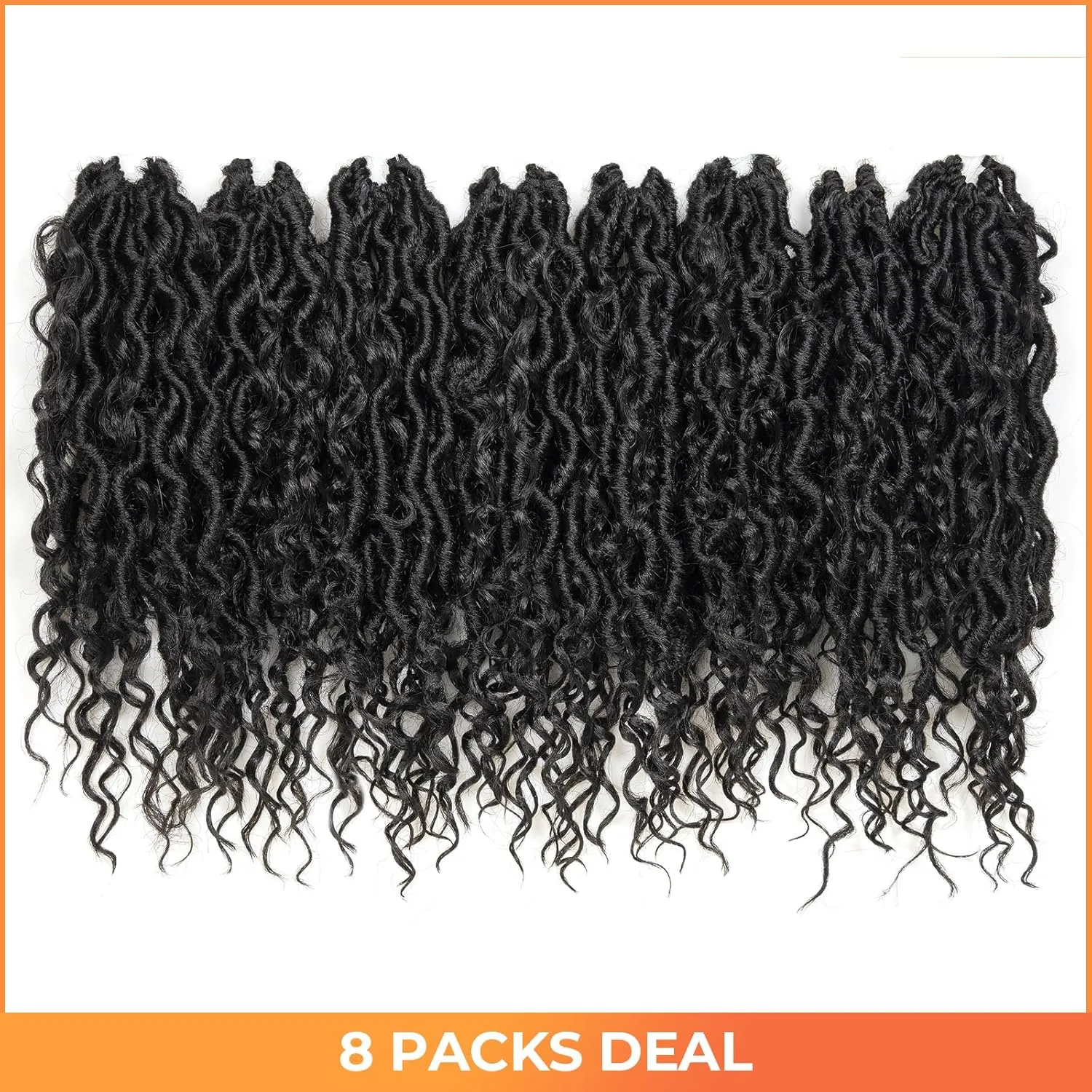 ToyoTress Boho Faux Locs Crochet Hair - 12 Inch 8 Packs Natural Black Bohemian Locs Crochet Hair With Curly Ends for Black Women, Short Pre-looped Synthetic Braiding Hair Extensions（12 Inch, 1B-8P)