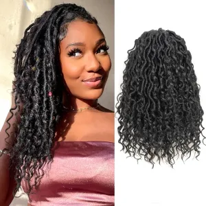 ToyoTress Boho Faux Locs Crochet Hair - 12 Inch 8 Packs Natural Black Bohemian Locs Crochet Hair With Curly Ends for Black Women, Short Pre-looped Synthetic Braiding Hair Extensions（12 Inch, 1B-8P)