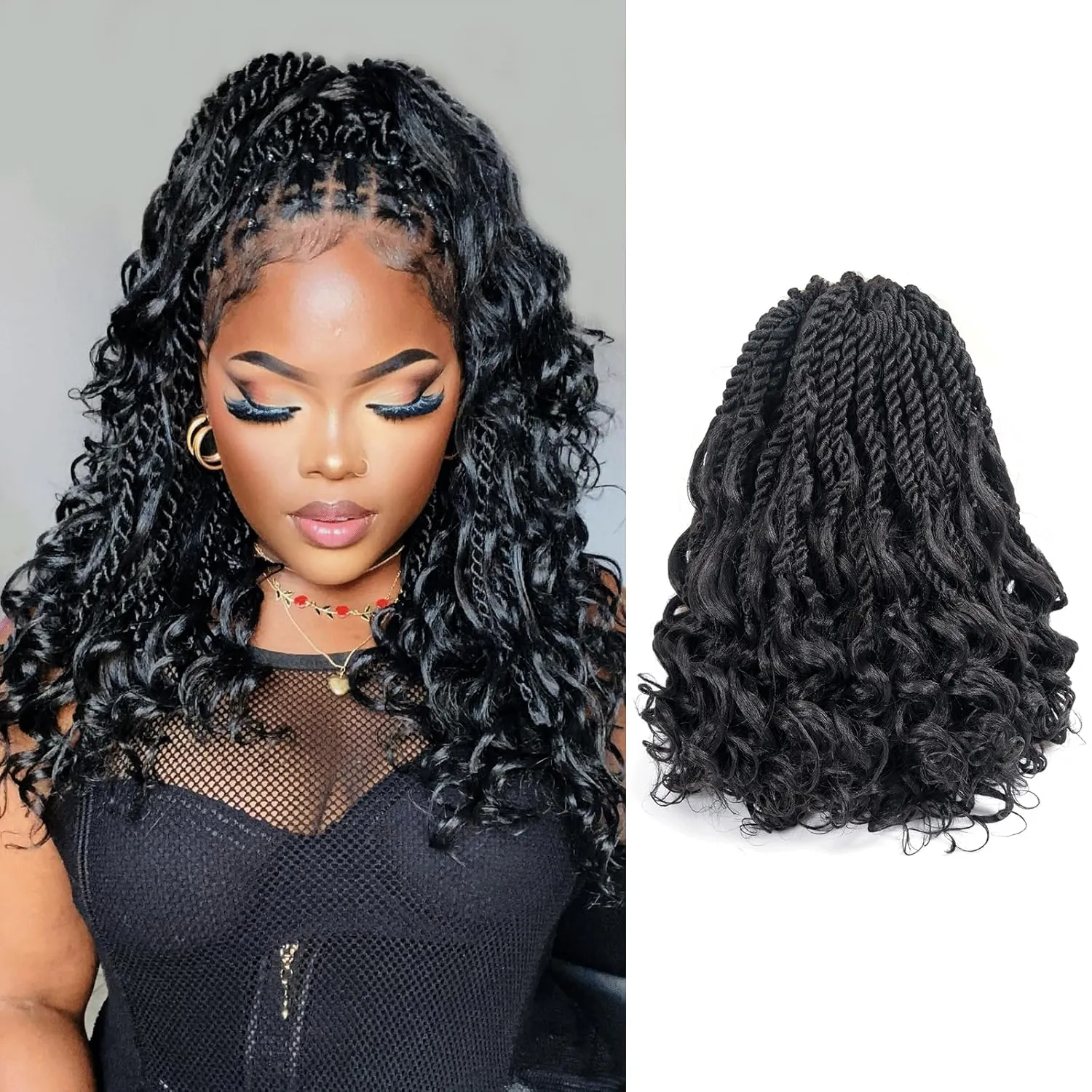 ToyoTress Boho Island Twist Crochet Hair - 12 Inch 8 Packs Short Bob Natural Black Boho Havana Twist Crochet Braids Synthetic Braiding Hair (12 Inch,8P-1B)