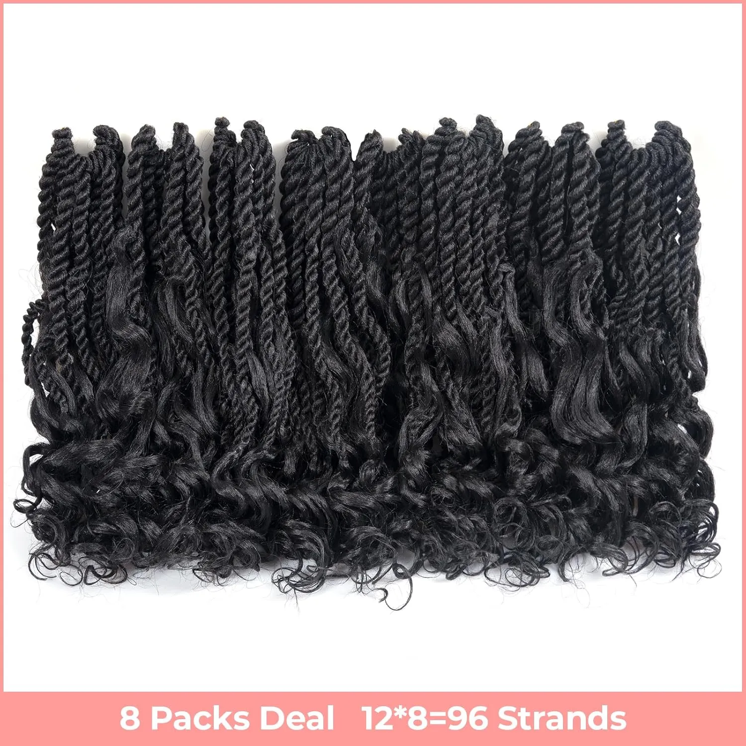 ToyoTress Boho Island Twist Crochet Hair - 12 Inch 8 Packs Short Bob Natural Black Boho Havana Twist Crochet Braids Synthetic Braiding Hair (12 Inch,8P-1B)