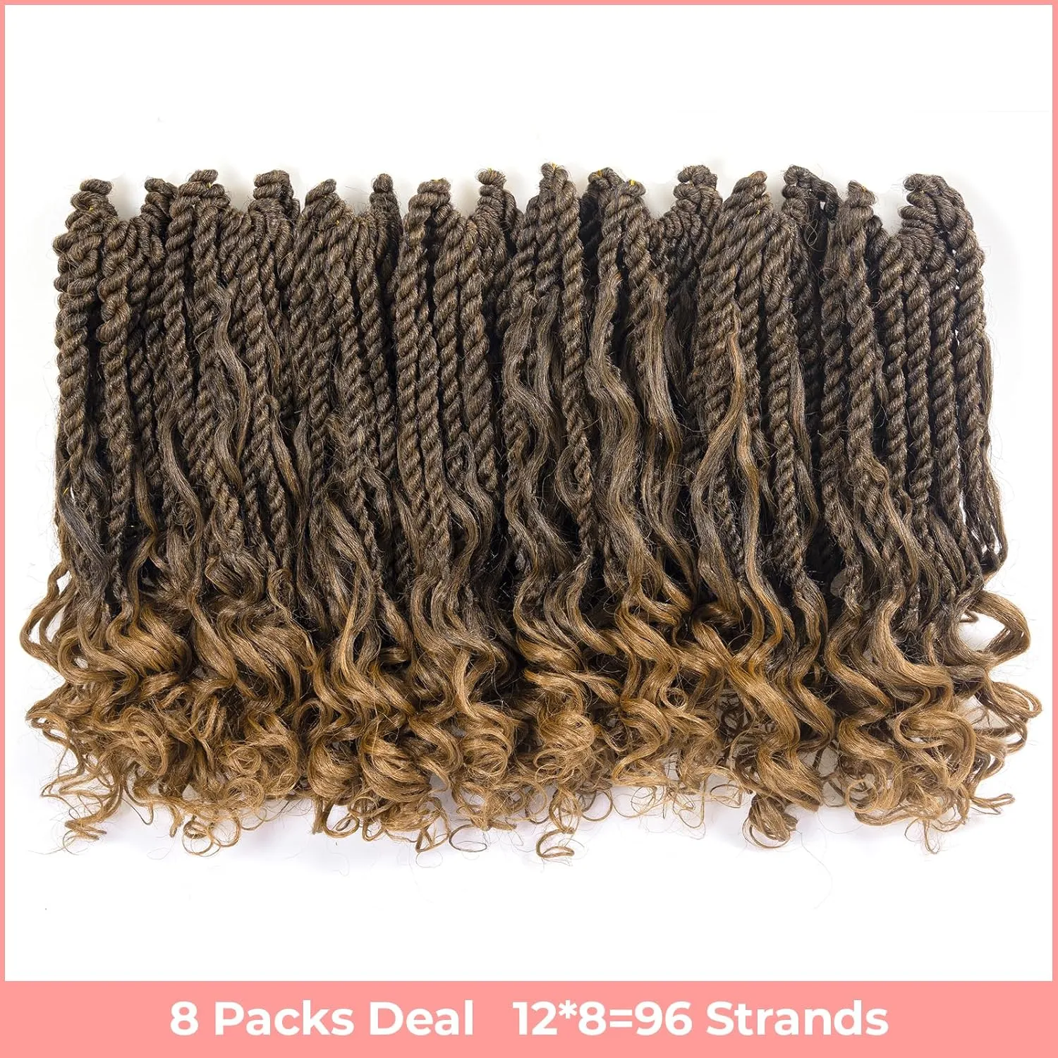 ToyoTress Boho Island Twist Crochet Hair - 12 Inch 8 Packs Short Bob Ombre Blonde Boho Havana Twist Crochet Braids Synthetic Braiding Hair (12 Inch,8P-T27)