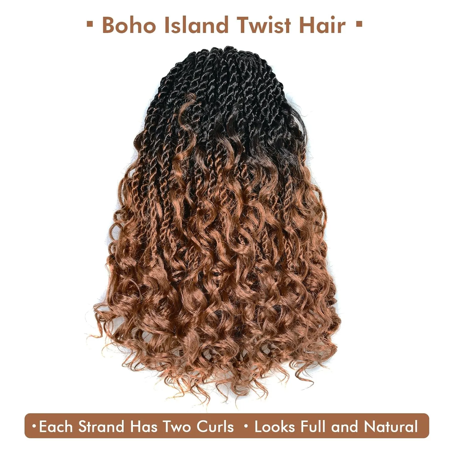 ToyoTress Boho Island Twist Crochet Hair - 16 Inch 8 Packs Short Bob Ombre Brown Boho Havana Twist Crochet Braids Synthetic Braiding Hair (14 Inch,OT30-8P)