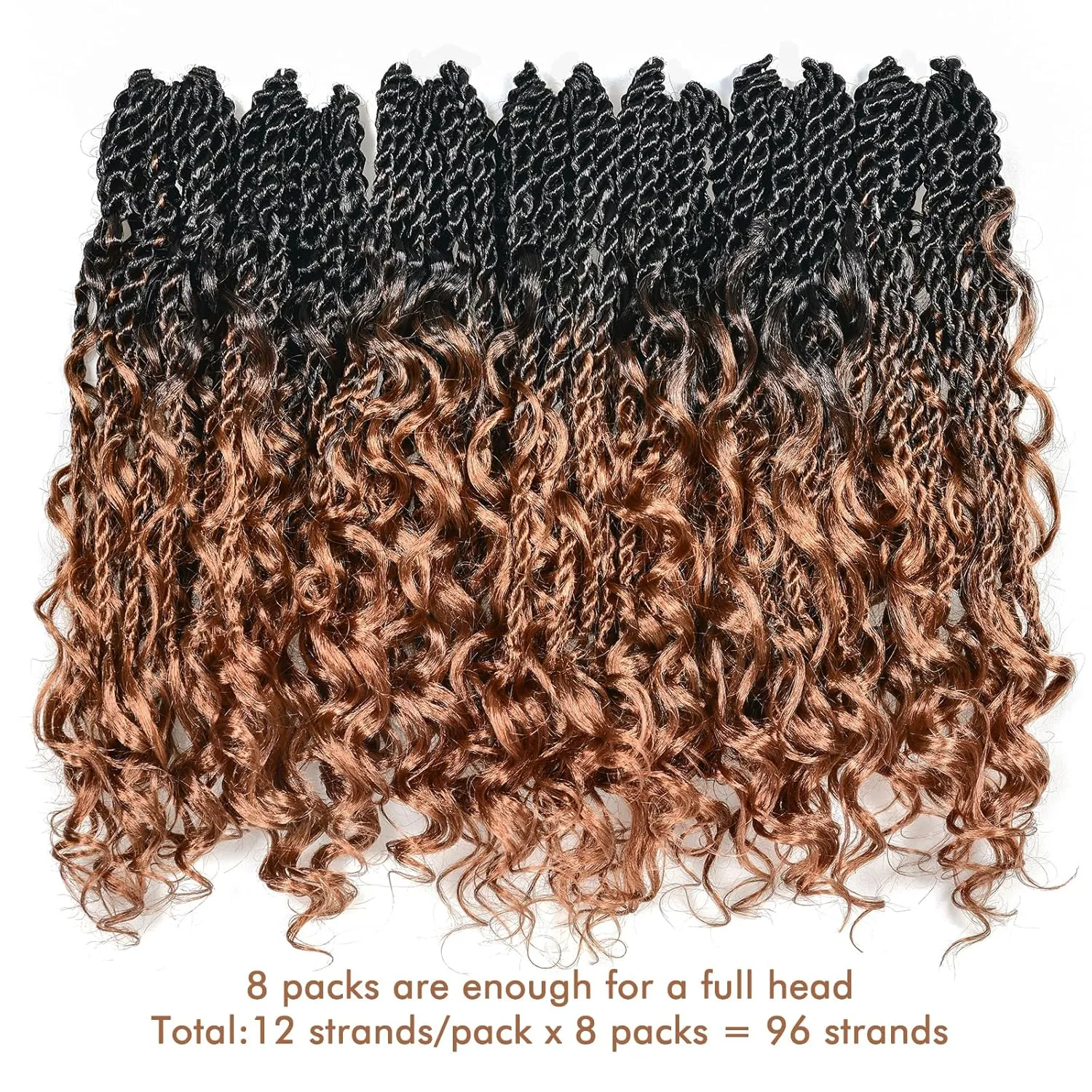 ToyoTress Boho Island Twist Crochet Hair - 16 Inch 8 Packs Short Bob Ombre Brown Boho Havana Twist Crochet Braids Synthetic Braiding Hair (14 Inch,OT30-8P)