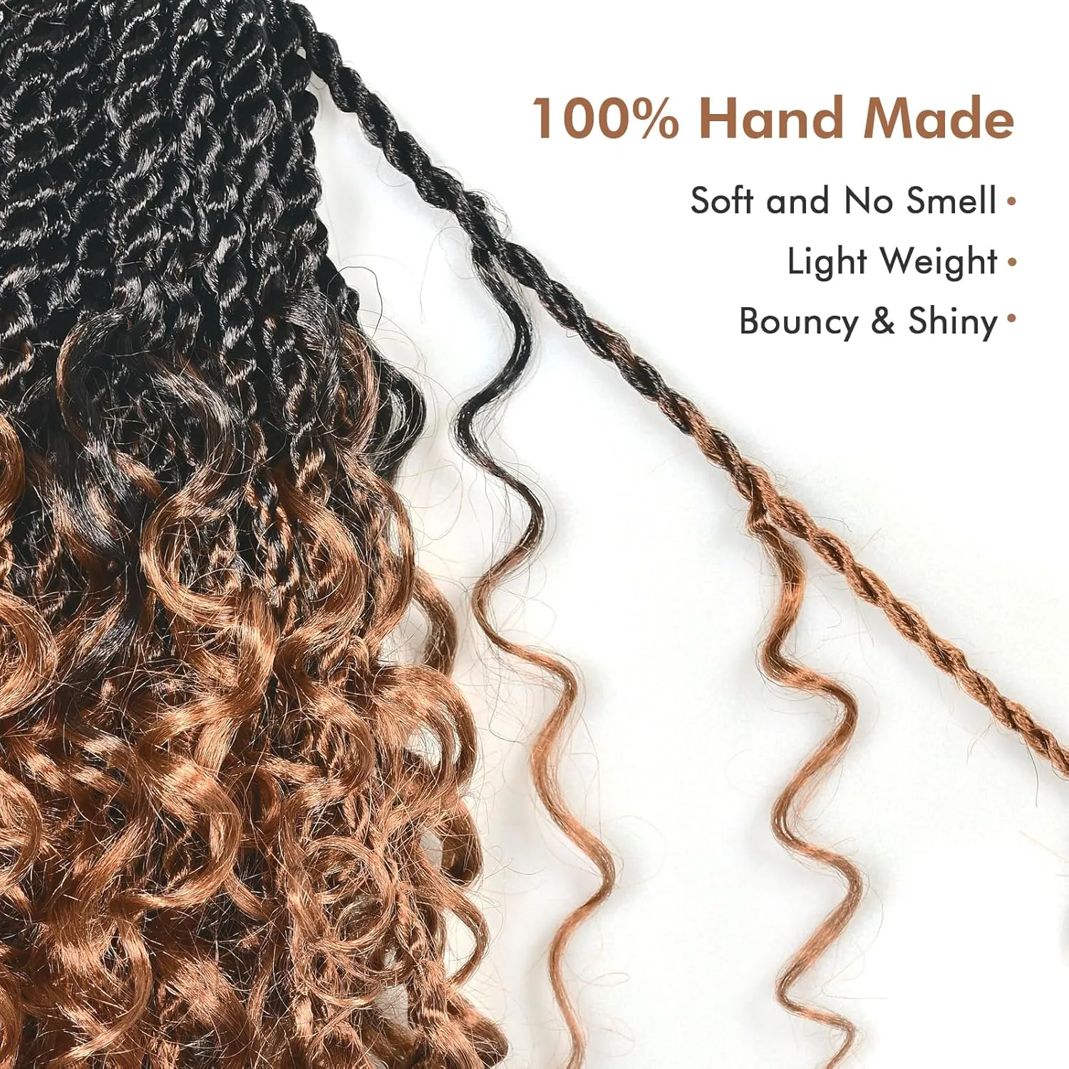 ToyoTress Boho Island Twist Crochet Hair - 16 Inch 8 Packs Short Bob Ombre Brown Boho Havana Twist Crochet Braids Synthetic Braiding Hair (14 Inch,OT30-8P)