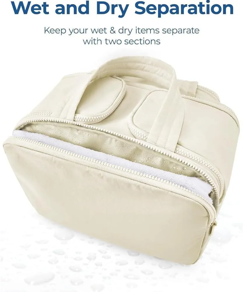 Travel Cosmetic Bag, Large Capacity Wide-Open Travel Cosmetic Bag, Lightweight Toiletry Bag, Puffy Makeup Bag Organizer with Handle for Accessories,Essentials, Toiletries (Green)