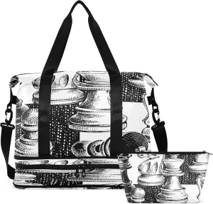 Travel Duffel Bag Seamless Wallpaper Pattern Weekender Overnight Bag for Women Men With Shoe Compartments Sports Tote Gym Bag with Wet Pocket for Travel Sport Yoga 17 Inch