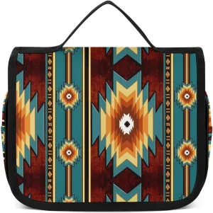 Travel Hanging Toiletry Bag, Makeup Bag, Organizer Extra Large Toiletries Bag, Multifunction Cosmetic Bag For Women Men Compatible with Indiana Western Southwest Ethnic Tribal Navajo