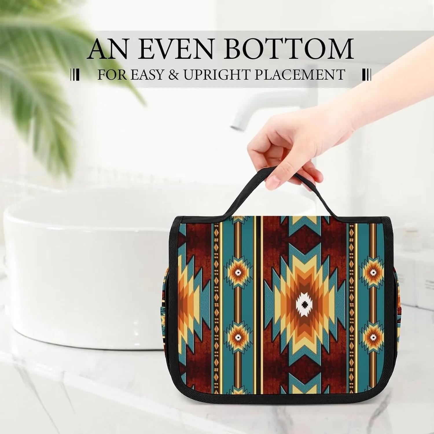 Travel Hanging Toiletry Bag, Makeup Bag, Organizer Extra Large Toiletries Bag, Multifunction Cosmetic Bag For Women Men Compatible with Indiana Western Southwest Ethnic Tribal Navajo
